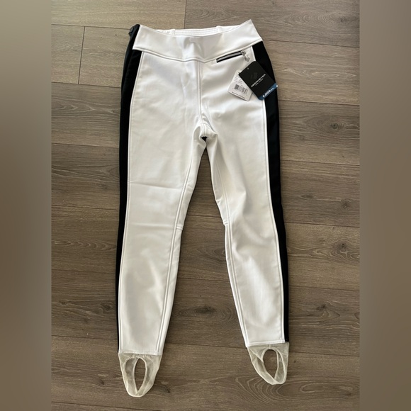 NWT Obermeyer White and Black Stirrup Ski/Snow Pants Size 12